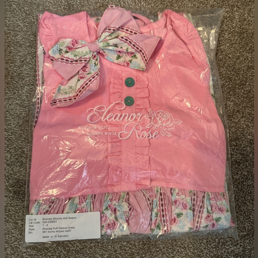 NEW Eleanor Rose Dress & Bow - sz 7/8